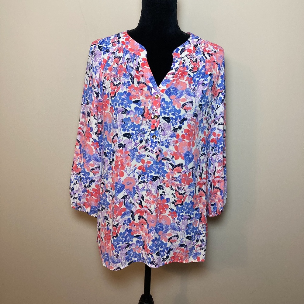 Lands End Floral Blouse, Size L